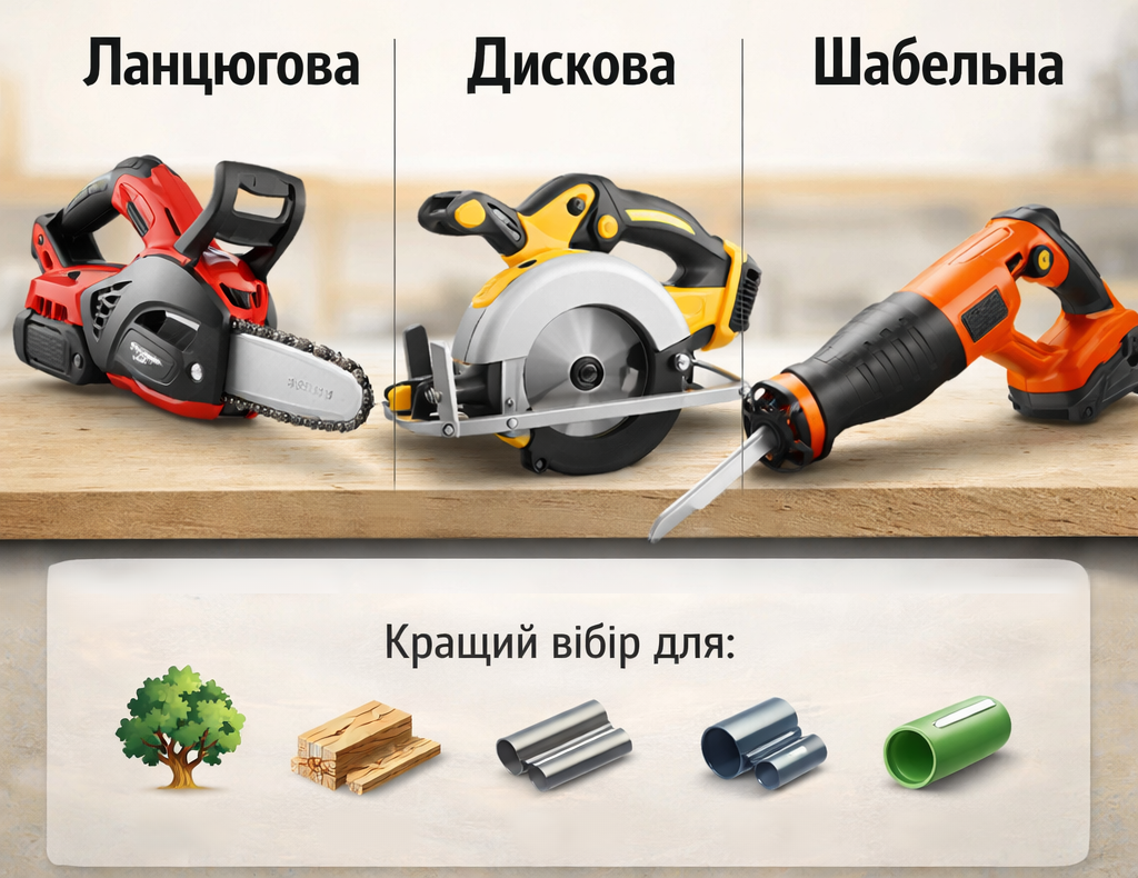 Порівняння акумуляторних пил - ланцюгова, дискова, шабельна